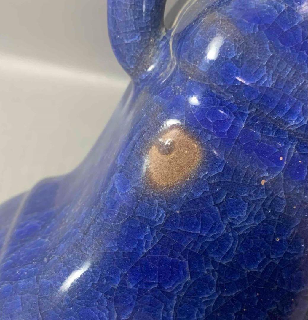 中国 青釉耳付四方形下膨瓶 u6210403