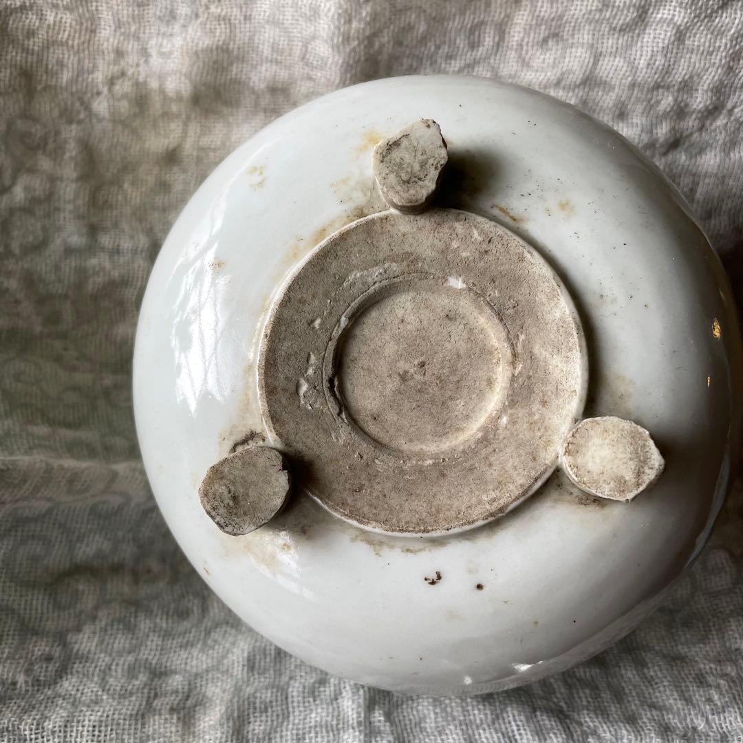 香炉 白磁 古陶磁器 骨董 アンティーク China 三つ足 花 古玩 古美術