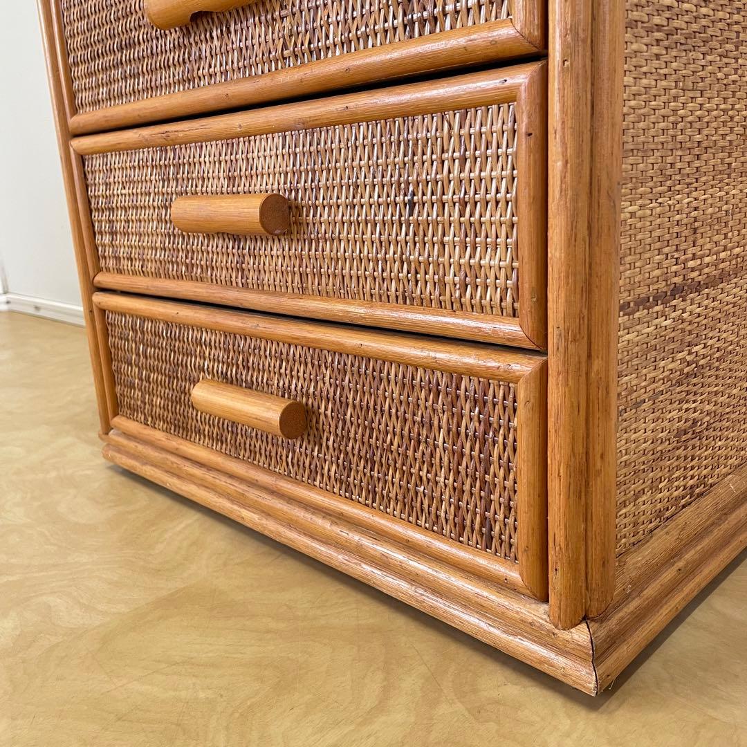 ラタンチェスト 4段 籐家具 ビンテージ 電話台 収納 ラタン タンス