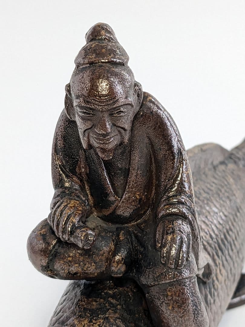 木村陶峰 備前焼 鯉仙人置物 琴高仙人 細工物 魚 縁起物 工芸品