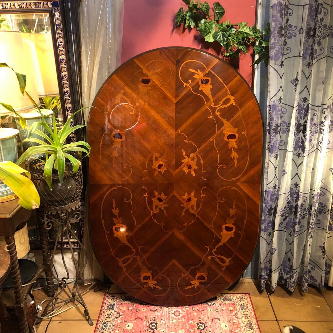 こうママ✨✨ 天板のみSaleヴィンテージ イタリアン象嵌オーバルテーブル