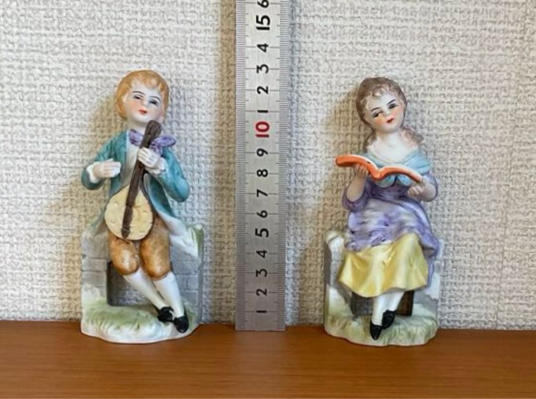 陶器人形 お庭で趣味のひと時 アンティーク ビンテージ 置物