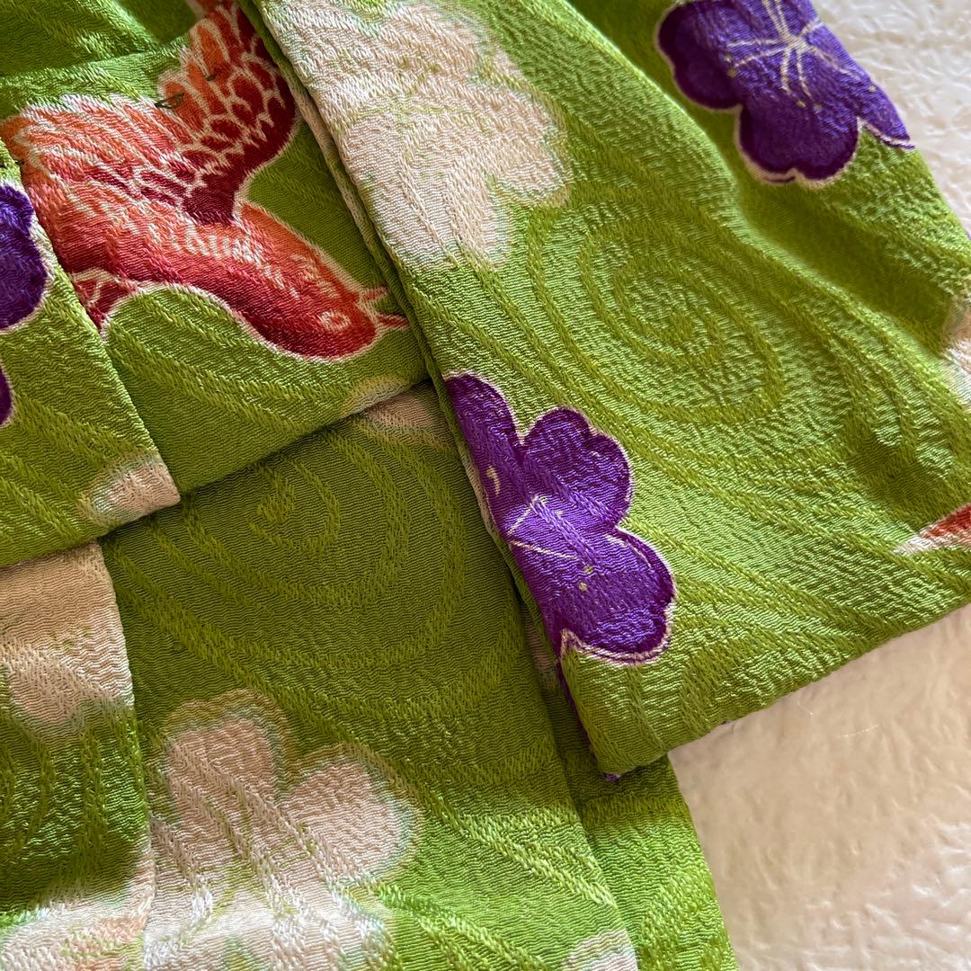 2409133 人形の着物 古布紋縮緬 6号 桜柄 つばめ？