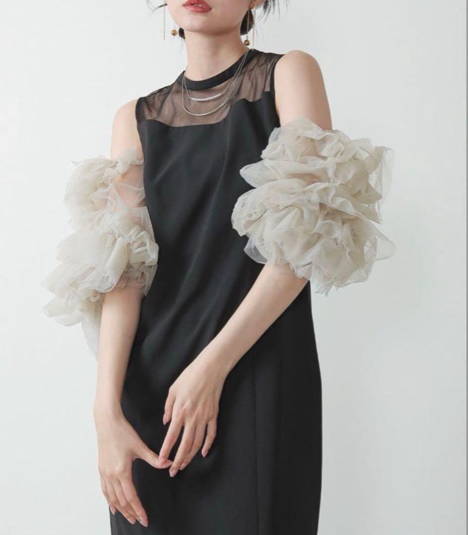 ANDRESD オケージョンドレス　袖チュール取り外し可能