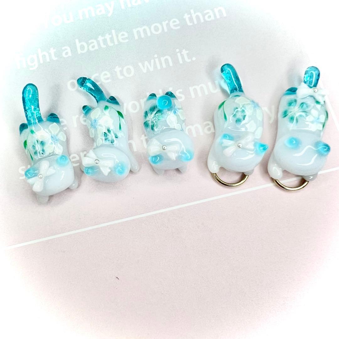 リクエスト専用　紫の花束　猫　5個セット