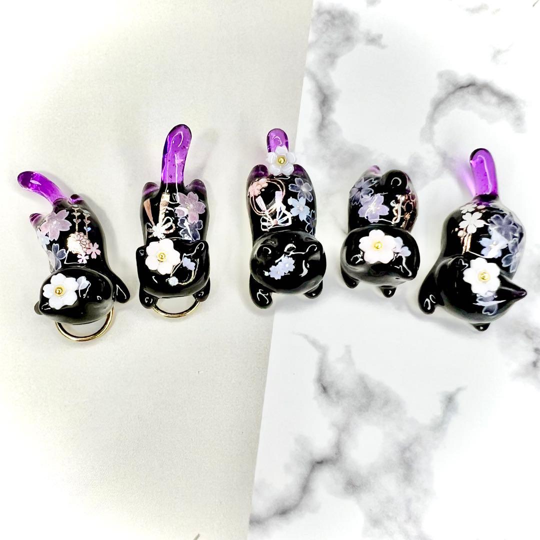 リクエスト専用　紫の花束　猫　5個セット