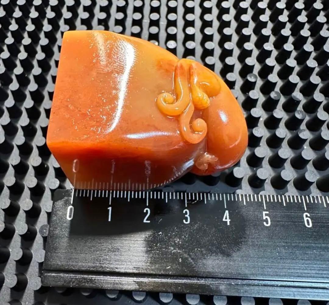 ラオス石 田黄 瑞獣衔芝 巧色 高級印材 箱付き 篆刻 書道