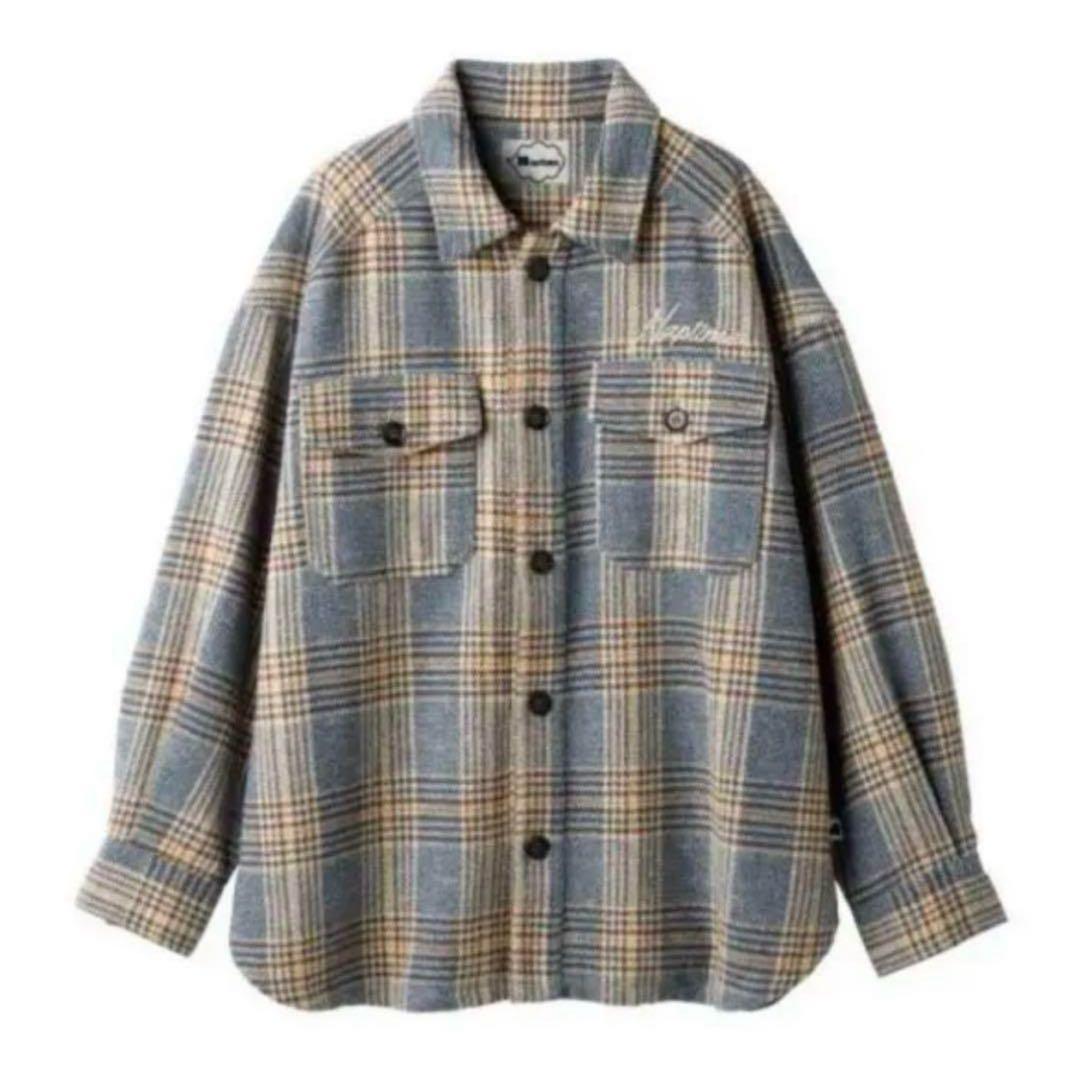 Naptime. チェック柄BLUE コーチジャケットフリーサイズ