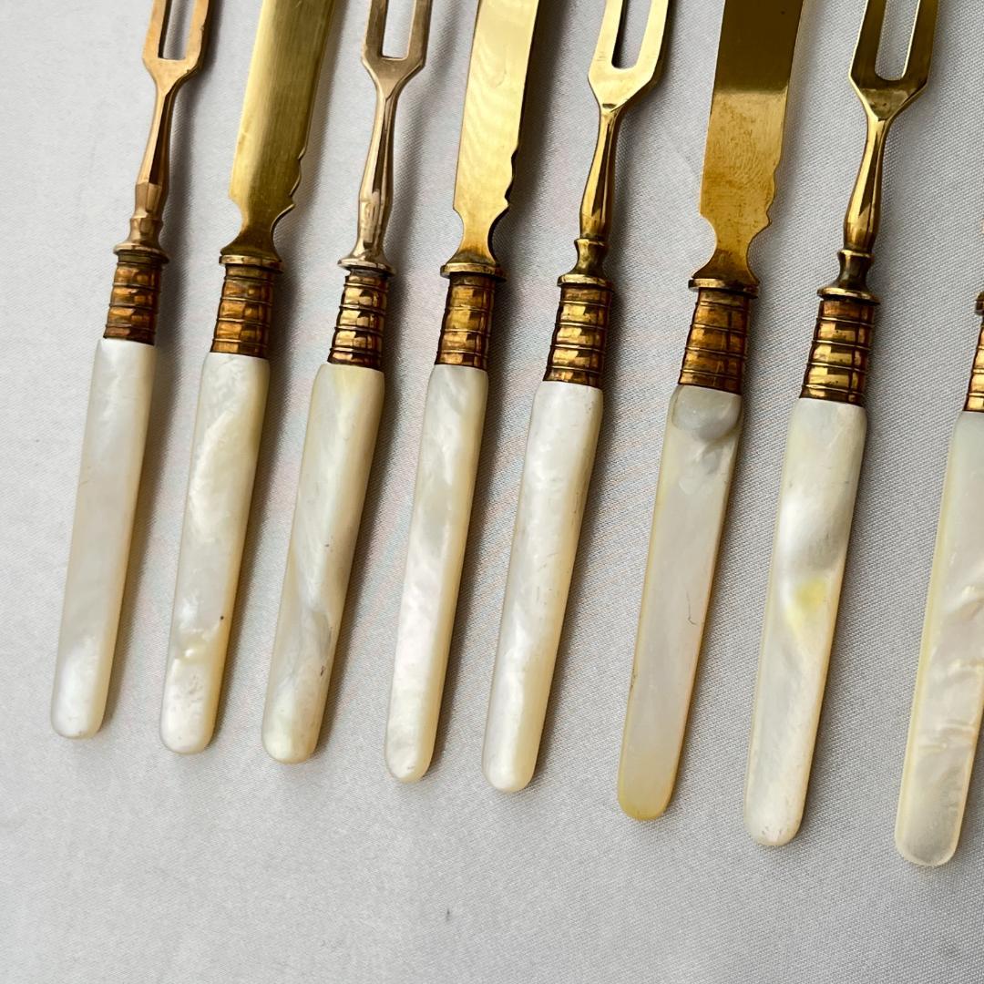 【仏蘭西】【白蝶貝】パストリーセット フォーク / ナイフ 12本