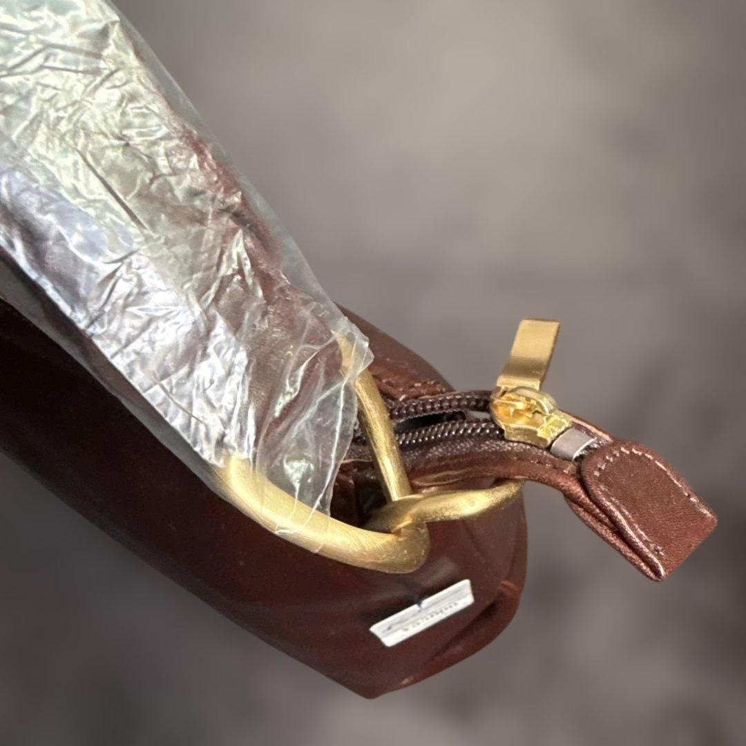 kitamura ブラウンレザー ショルダーバッグ