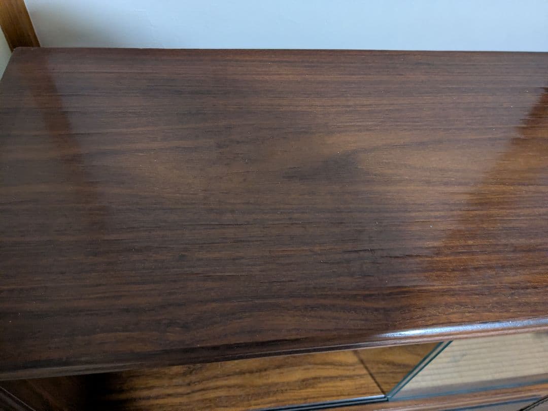 アンティーク 唐木 紫檀 無垢 花鳥 細密彫刻 開戸 引出 飾棚 150