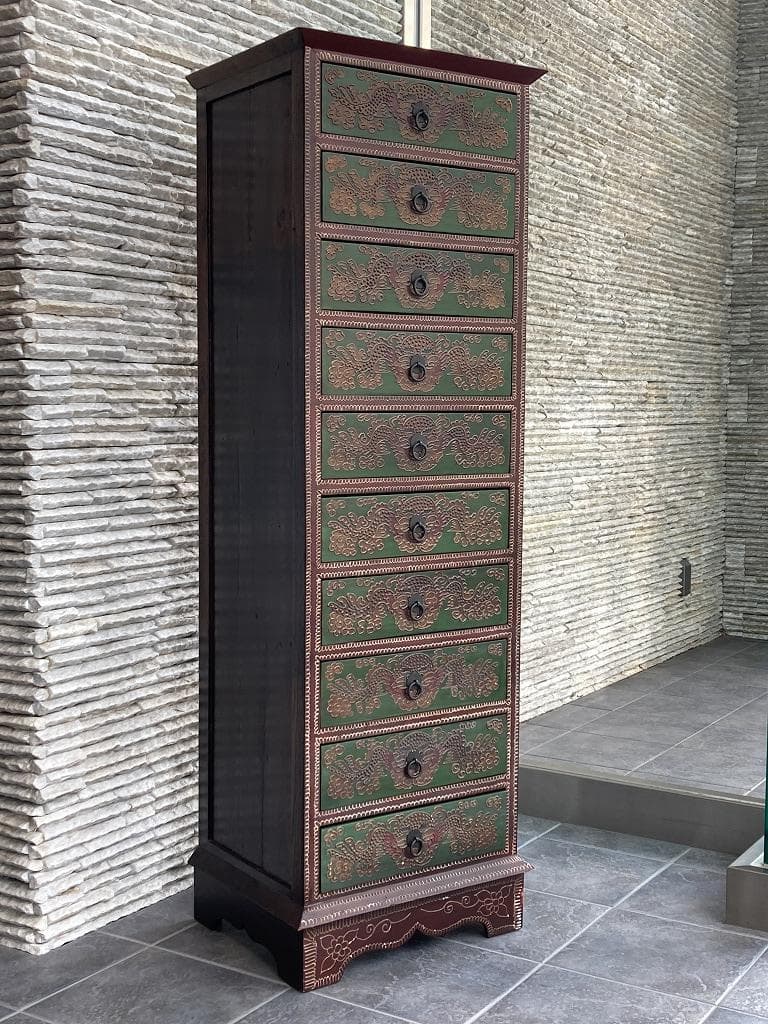 アンティーク シノワズリ 10段引出し チェスト 東洋家具 唐箪笥 中国