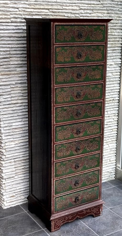 アンティーク シノワズリ 10段引出し チェスト 東洋家具 唐箪笥 中国