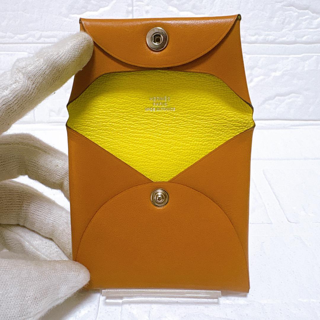 美品✨HERMES バスティア ケース ヴェルソ ブラウン×イエロー
