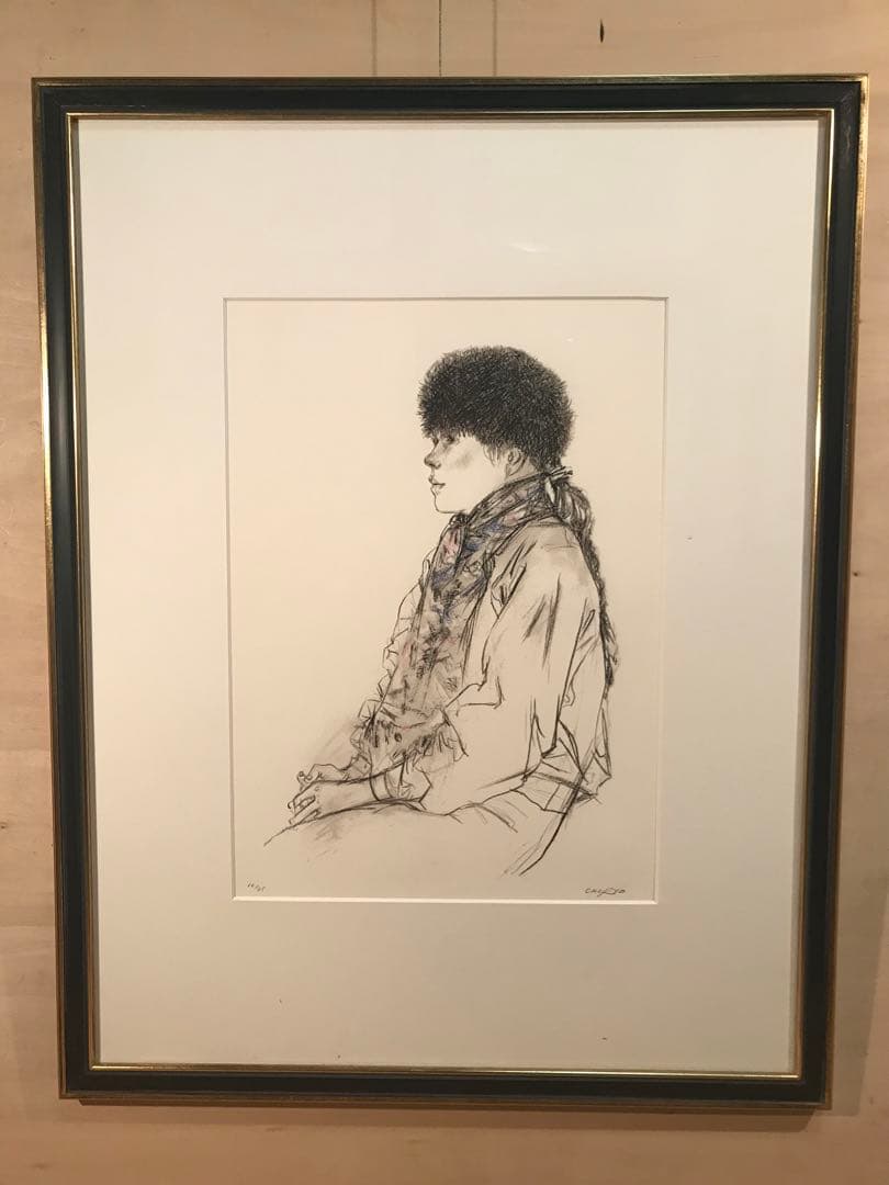 佐藤忠良「冬帽子(或る日の女Ⅰ)」リトグラフ＋手彩色直筆サイン・作品