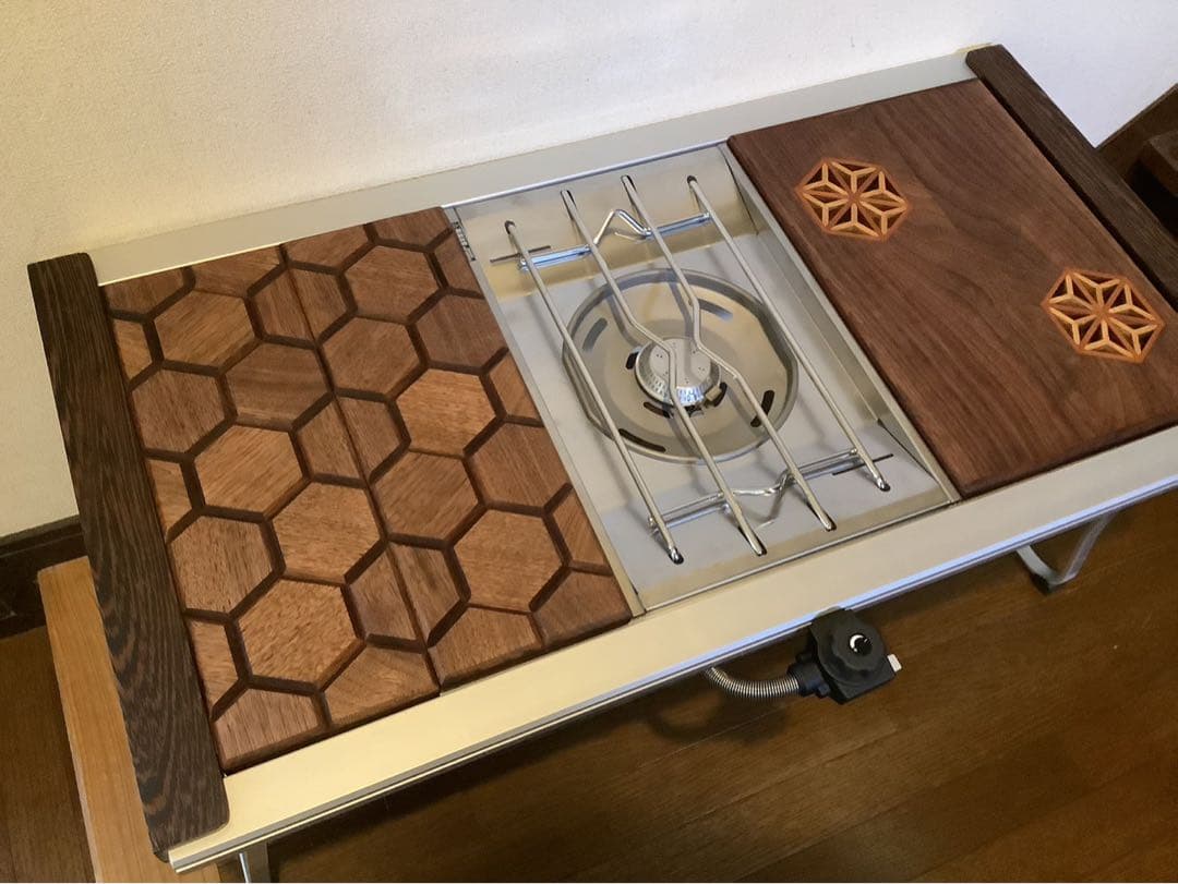 IGTテーブル天板 ハーフユニット2枚 ヘキサゴン128ウォールナット