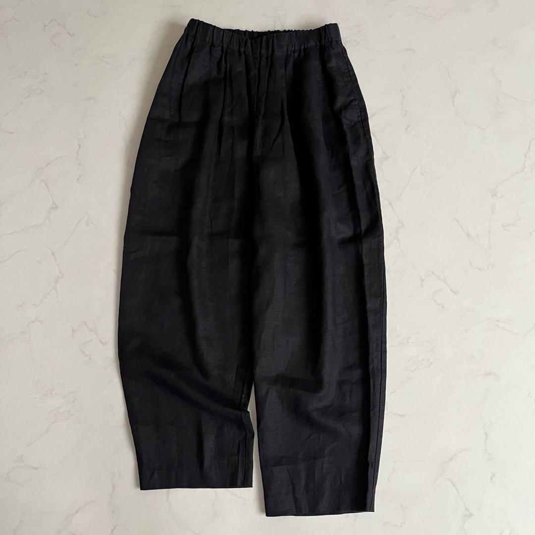 美品　かぐれ　リネンサルエルパンツ　ワイドパンツ　黒