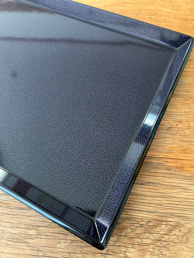 美品⟡.·津軽塗 ななこ 貴重な青紫色 長方形盆