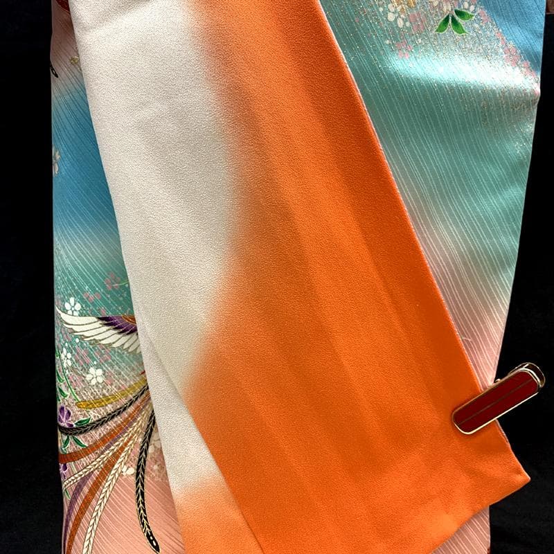 510ag69着物のみ□七五三 七歳 女児 着物 金彩 鳳凰 花□美品