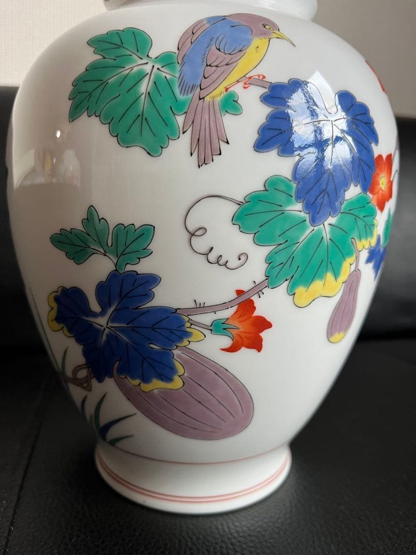 香蘭社 十三代酒井田柿右衛門 花鳥「春」の壷 花瓶原画 フランクリン