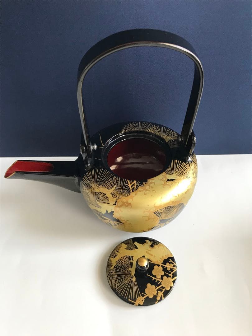 お屠蘇器 銀渕付 黒四つ揃　本松クリ足　松竹梅 金蒔絵 螺鈿 木製漆塗　豪華