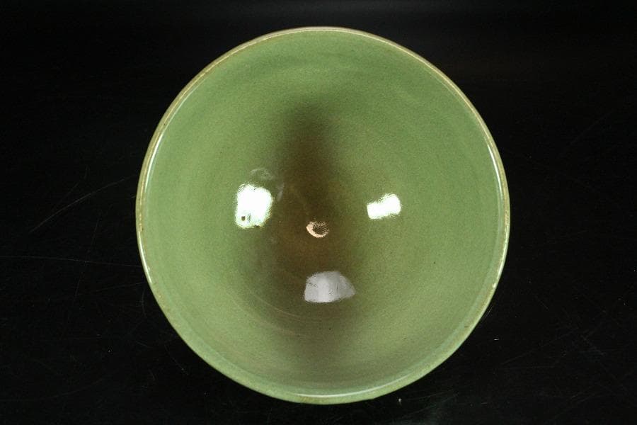 茶道具 原清和作 青井戸 茶碗 美品 共箱(K-YC432)