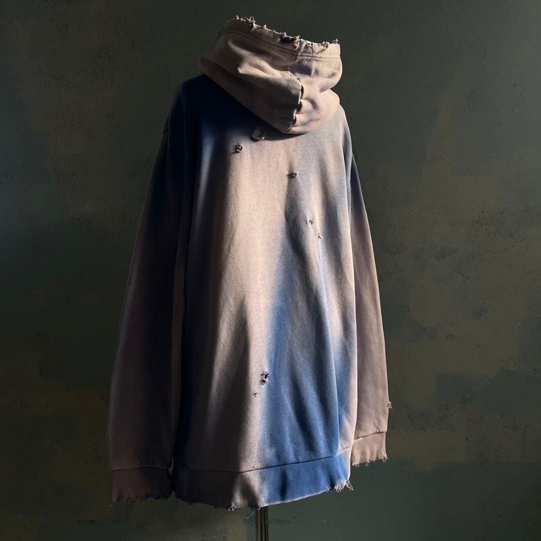 y2k“broken”超フェード“ターコイズ”2XO“boro hoodie