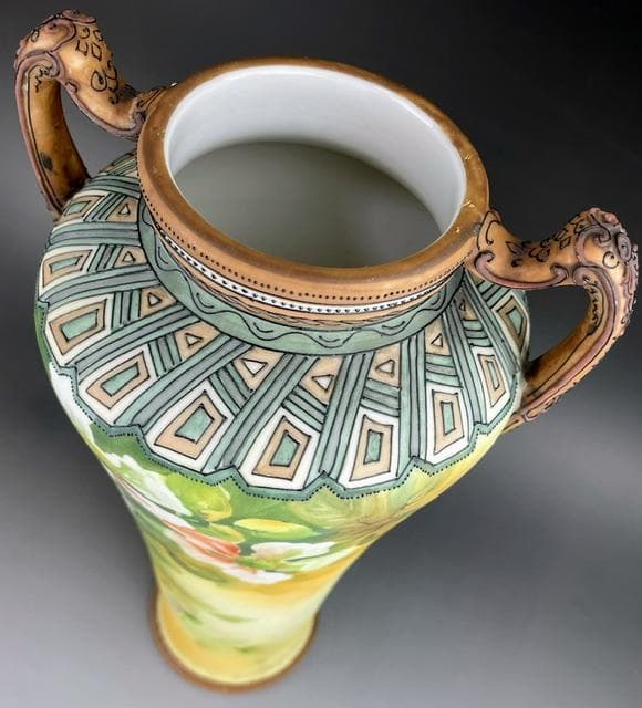 超大型・訳アリ】オールドノリタケ 約31．5㎝ 花紋盛上げ花瓶