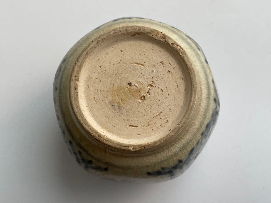 骨董 アンティーク 安南 染付 茶入 振り出し 小壺 亀甲紋様 ベトナム古陶