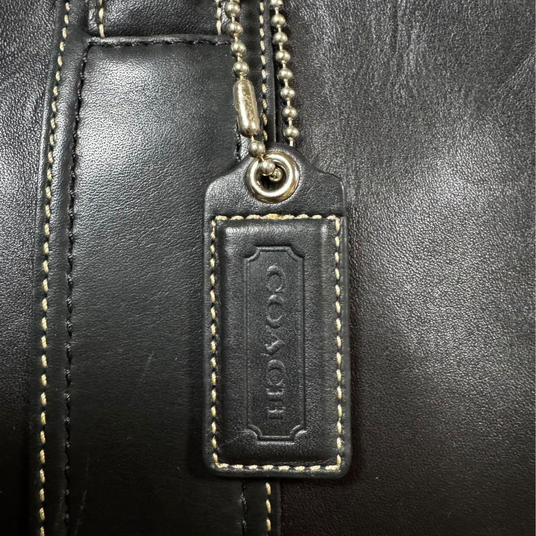 COACH コーチ 2way ブラック レザー ビジネスバッグ 肩掛け斜め掛け