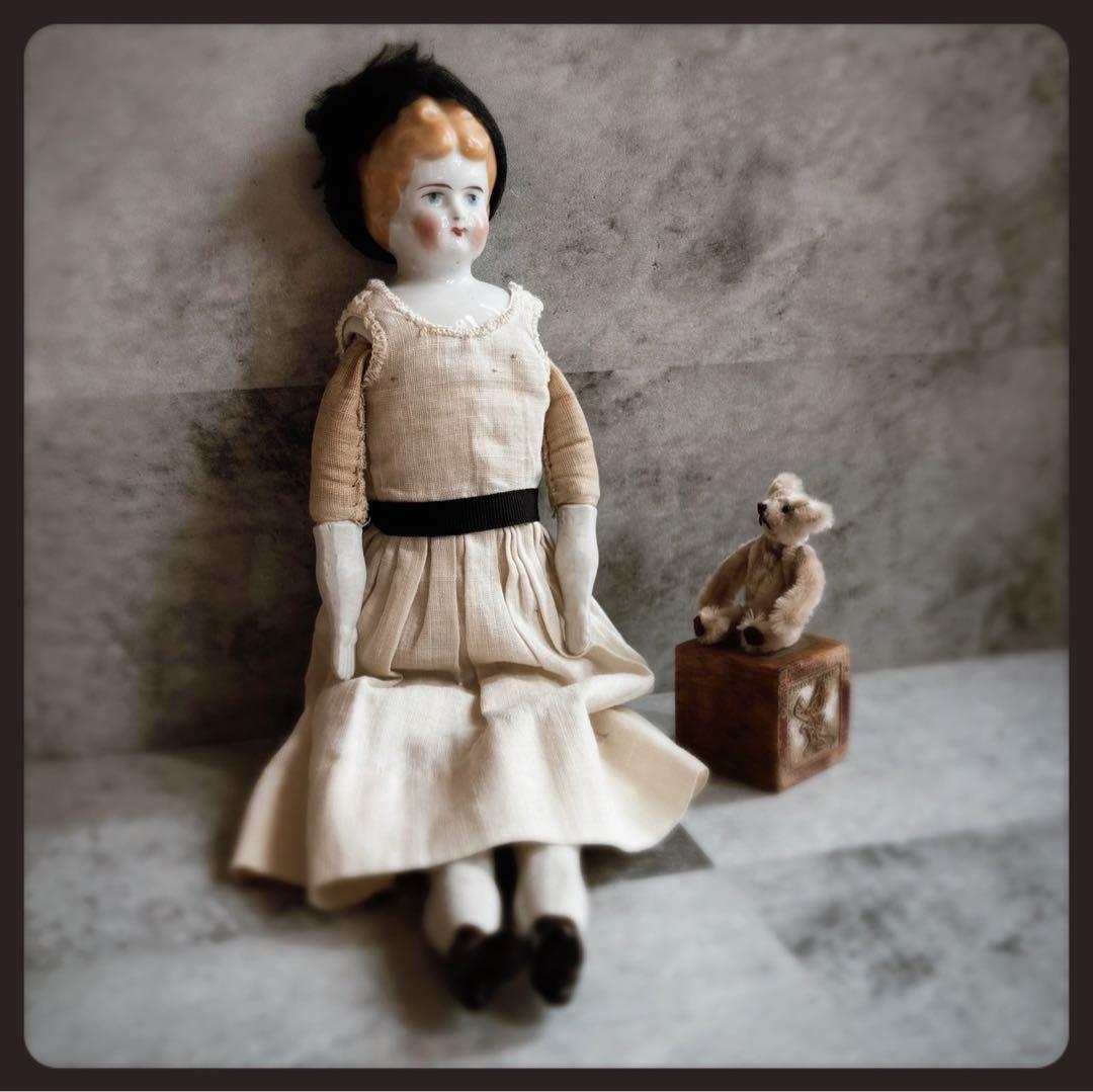 アンティーク ブロンドチャイナヘッドドール ビスクドール