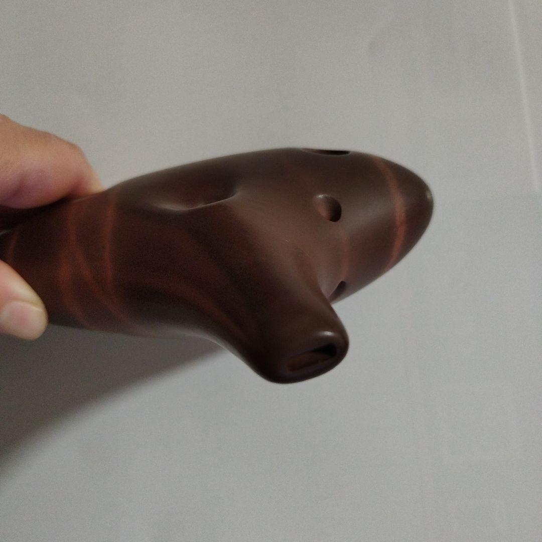 AC 12孔オカリナ ブラウン 収納ケース付き赤土