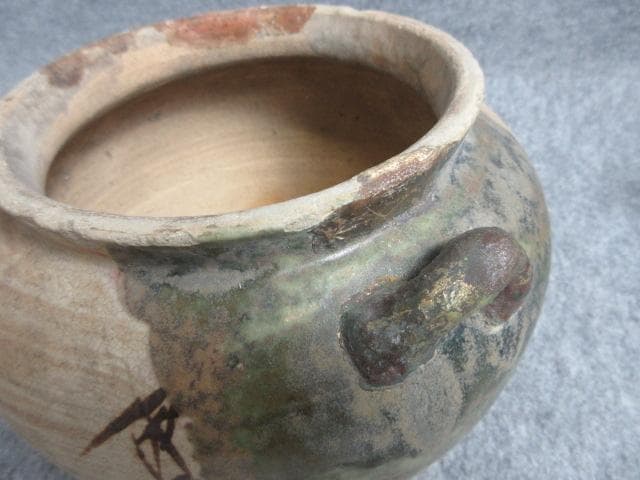 江戸中期明和古織部耳付き壷 [B27386]の通販はau PAY マーケット