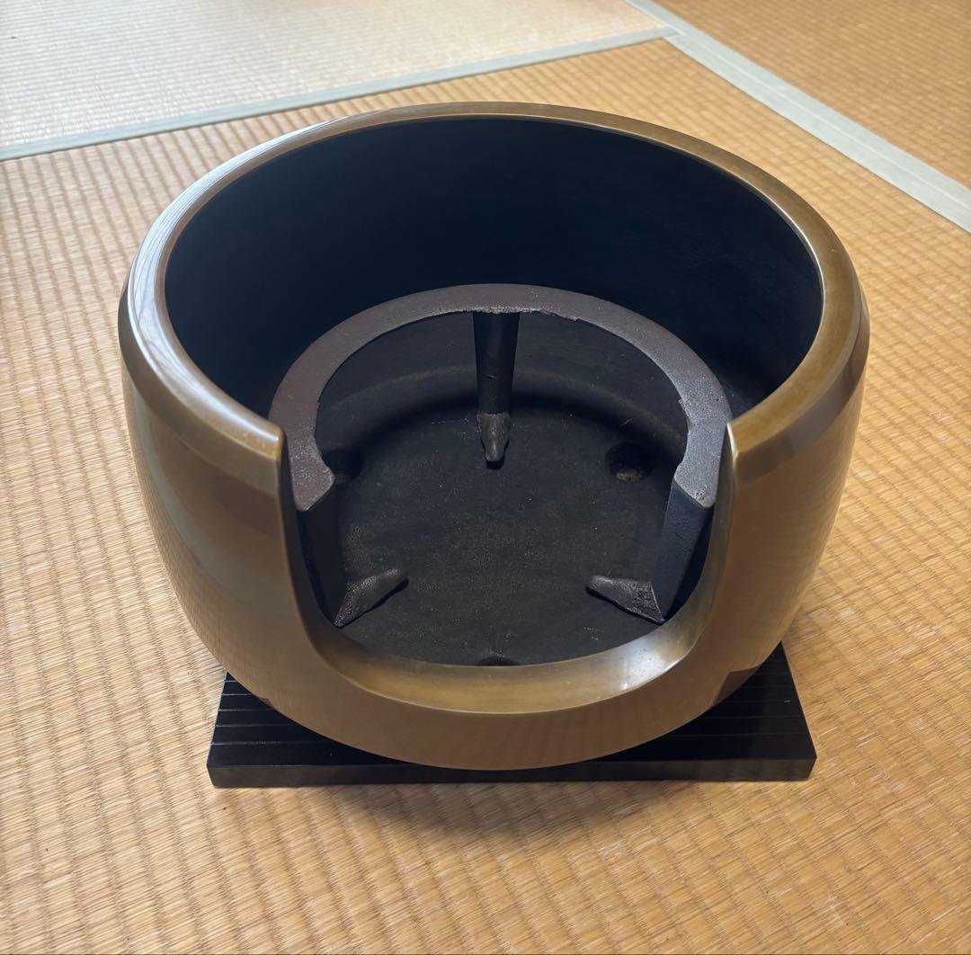 茶道具 風炉 五徳付 敷板❤️荒目板 鉄器製五徳 火鉢道具 キャンプ用品