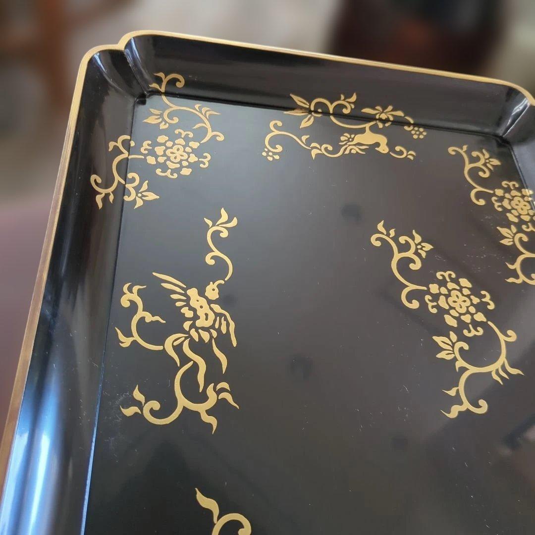 骨董 飾り台 猫脚 蒔絵 硯台 木製漆器 美品 脚付き　お膳　木箱