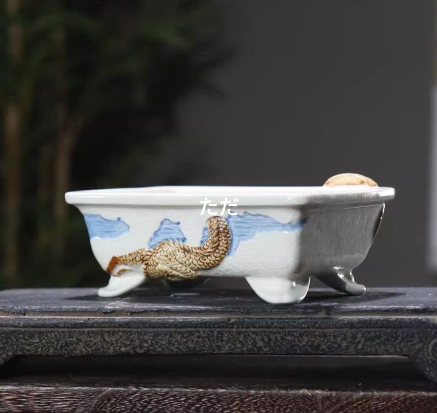 色絵龍盆 青磁鉢 山野草鉢 多肉植物 植木鉢 小品大品盆栽鉢 置物 色を