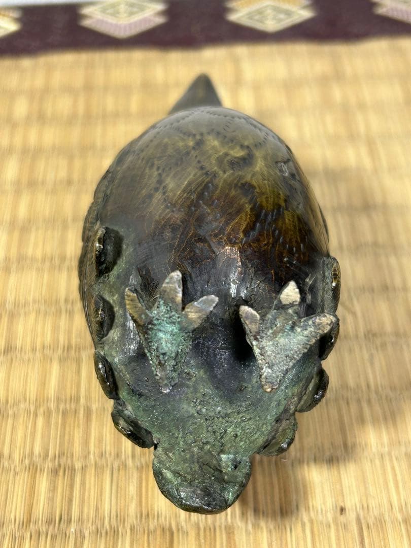 銅製　うづら　香炉　桐箱