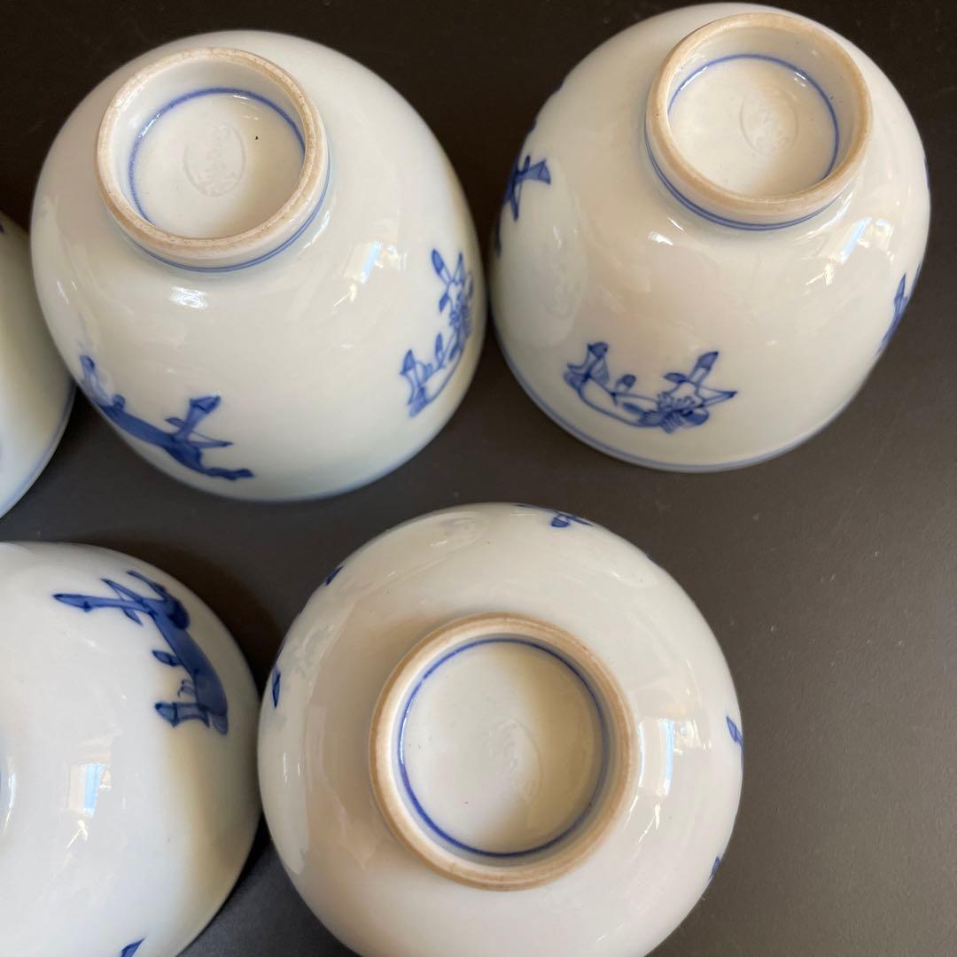 古い染め付け茶器 在名あり 雲魯？急須 前茶碗 建水｜古い染め付け