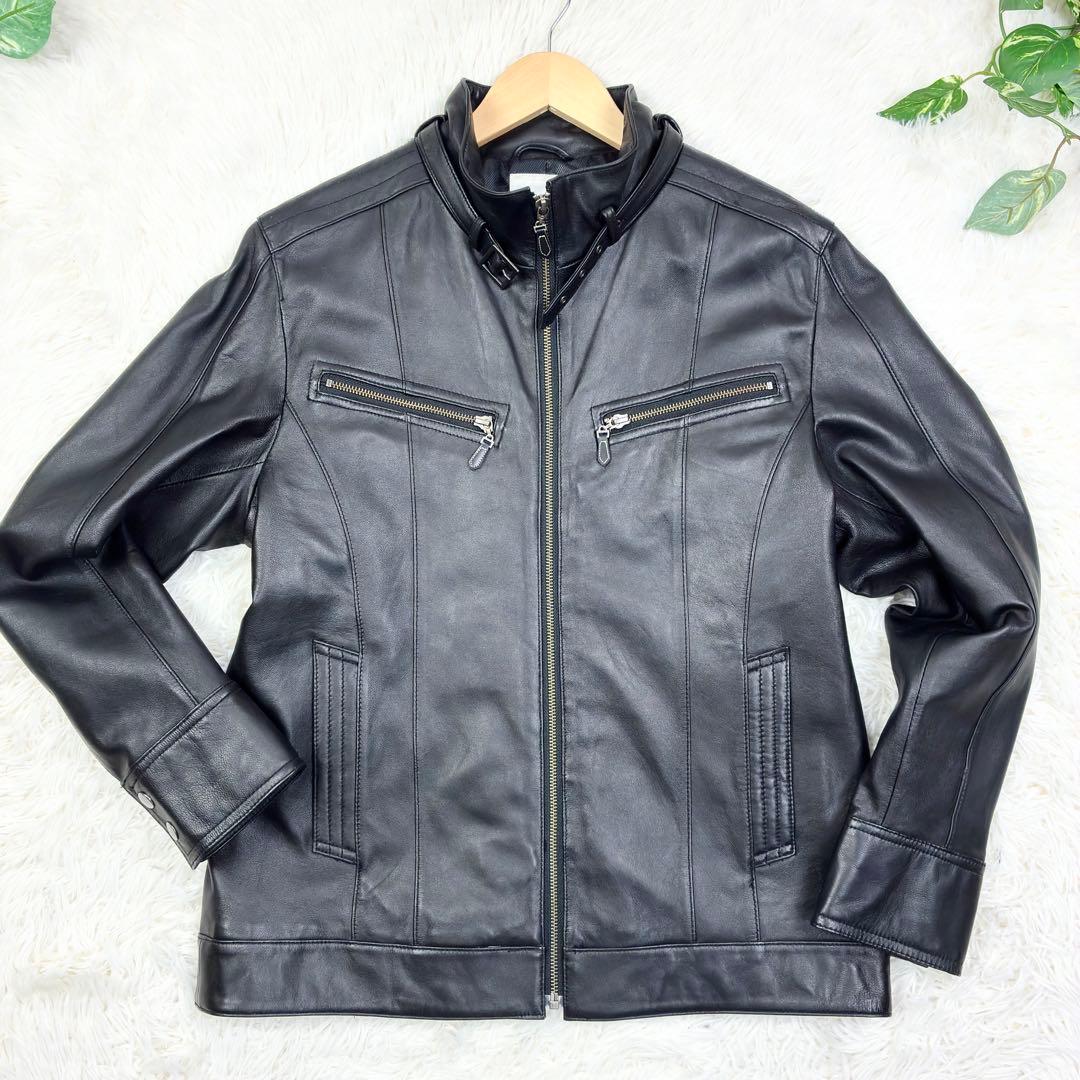 美品 アルファキュービック ラムレザー シングルライダース レザー