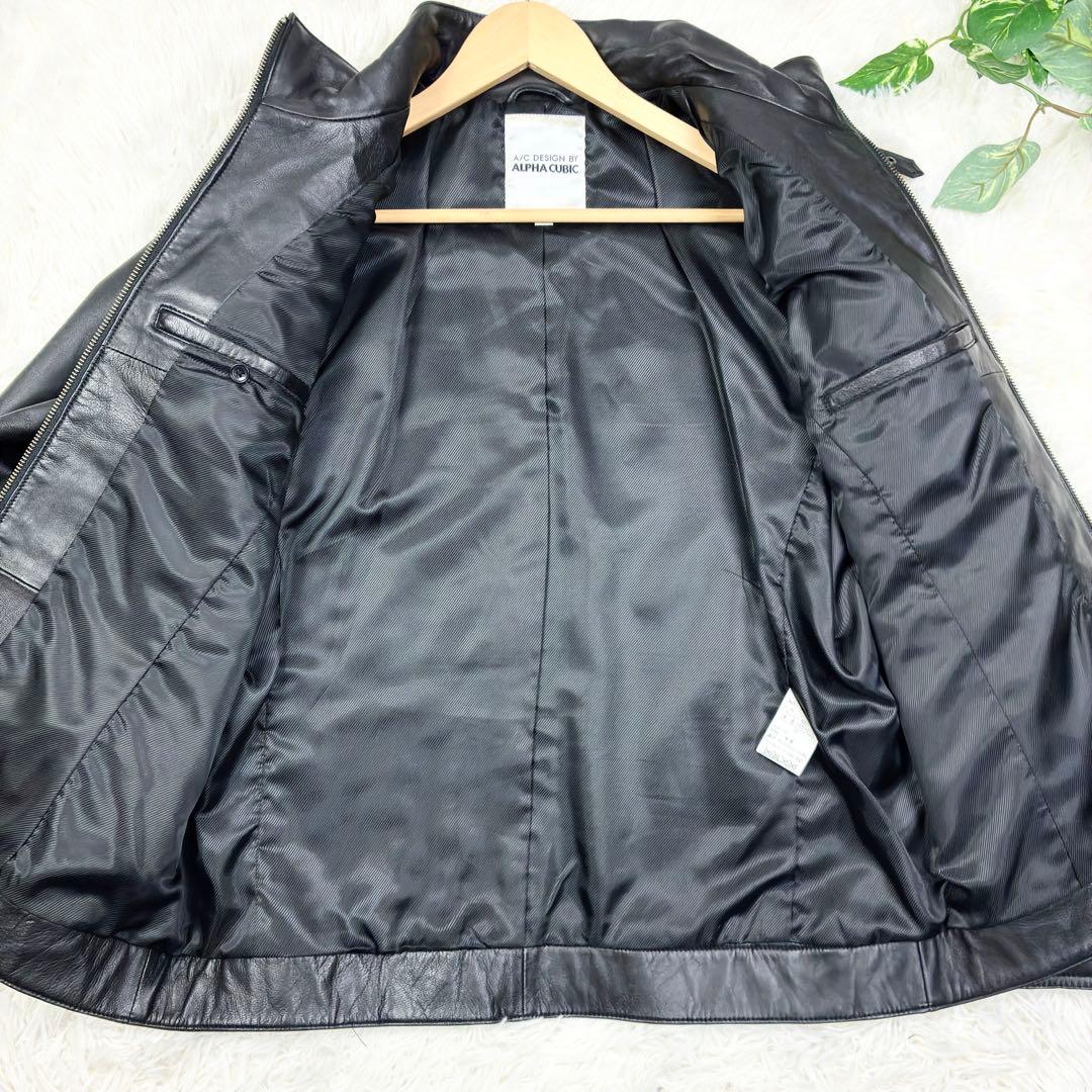 美品 アルファキュービック ラムレザー シングルライダース レザー