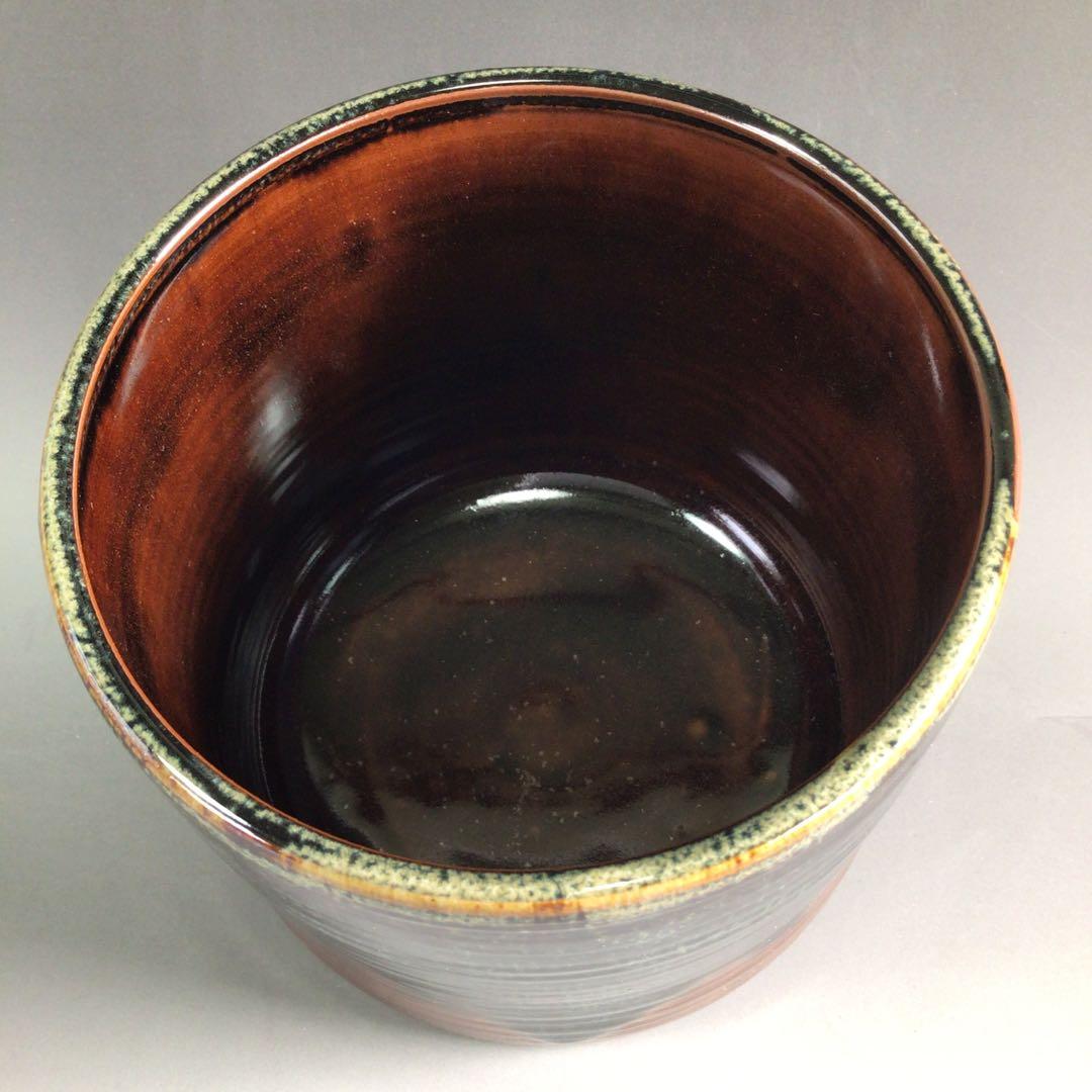 Ｒ３５２　水指　『宇田佐平造』『瀬戸釉』『一重口水指』　共箱　茶道具