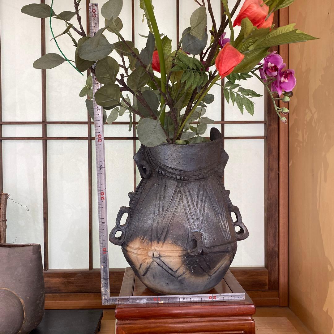 炭化焼成 花瓶 ハンドメイド