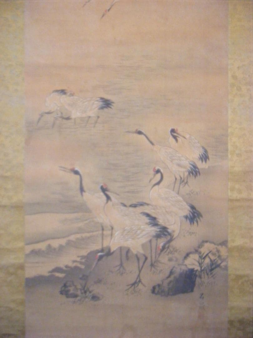 掛軸　石泉銘　鶴之図　逸品　G11