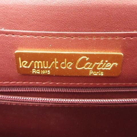【正規品】カルティエ ヴィンテージ バッグ レザー×チェーン ボルドー 肩掛け可