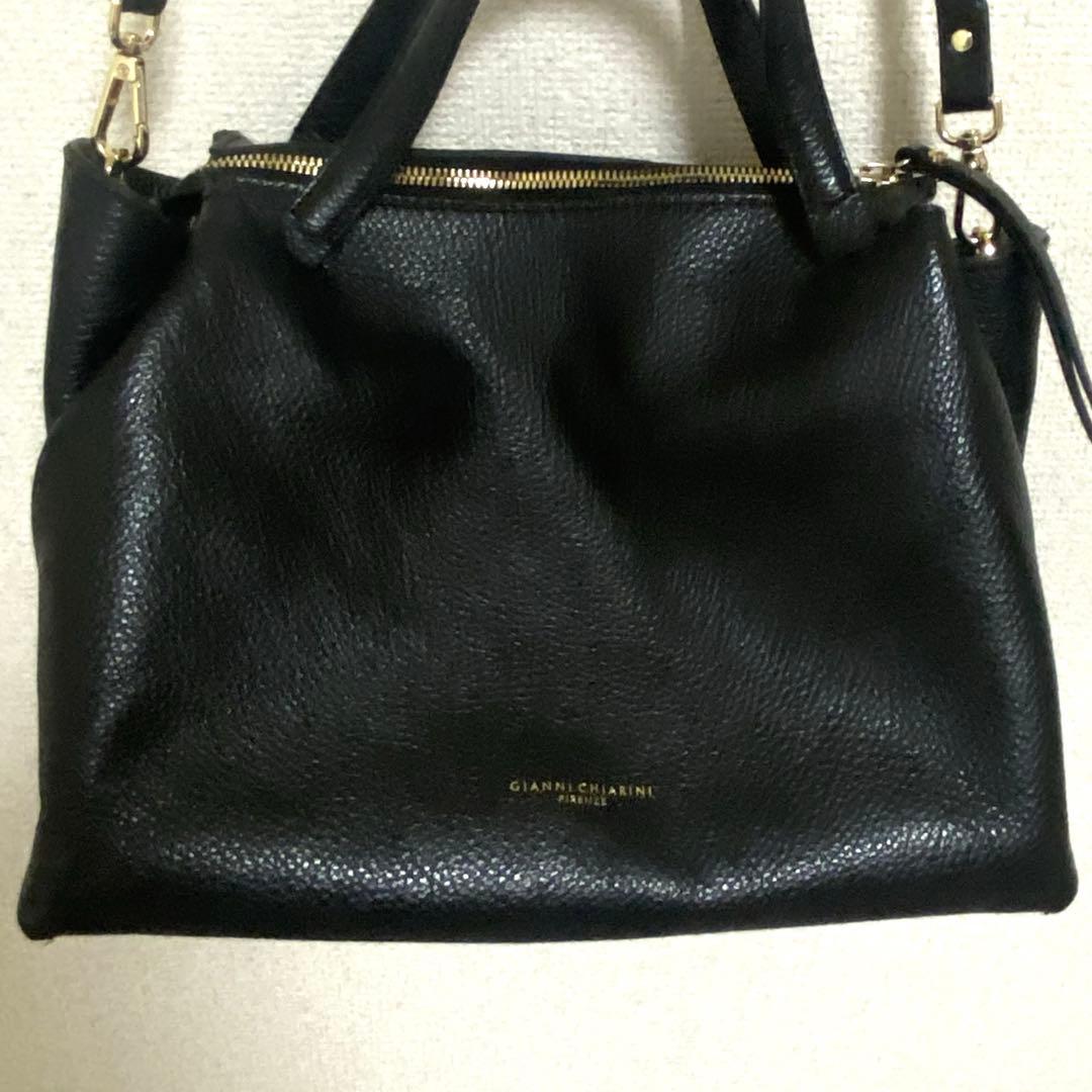 【美品】GIANNI CHIARINI オリガミ M 2wayバッグ 黒