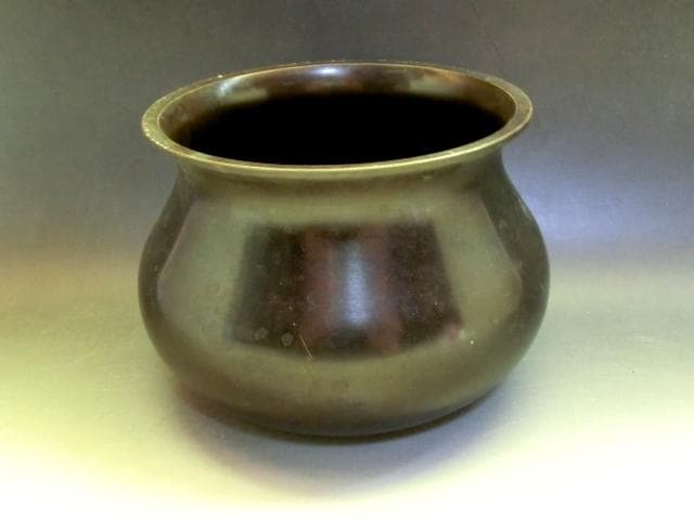 建水□銅製 エフゴ形建水 古箱入 時代箱 お茶道具 煎茶