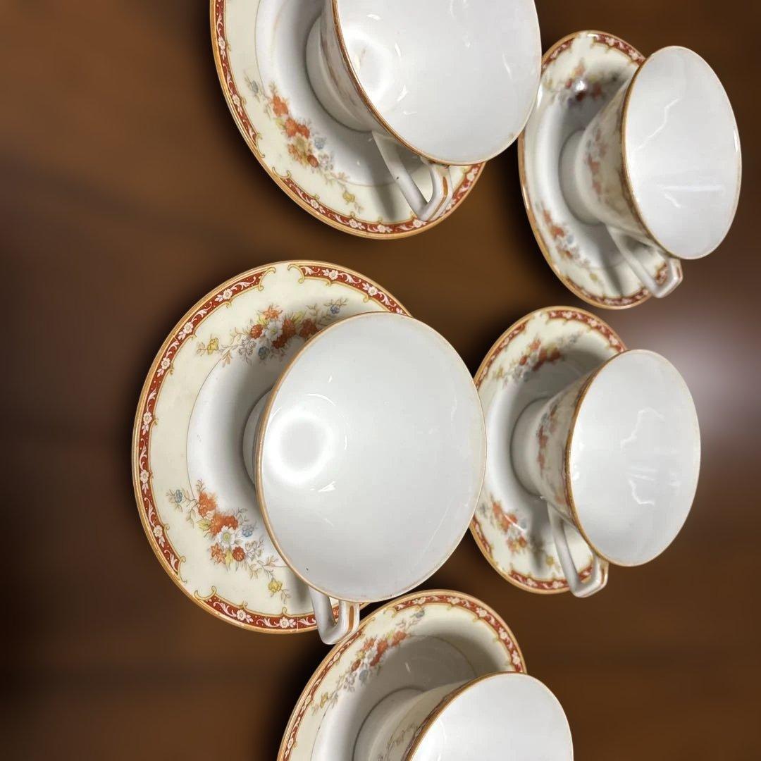 アンティークカップ＆ソーサー五客セットシェイプカップオールド