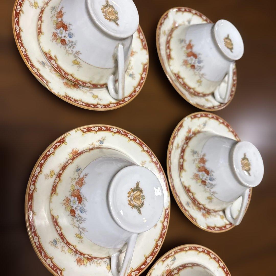 アンティークカップ＆ソーサー五客セットシェイプカップオールド