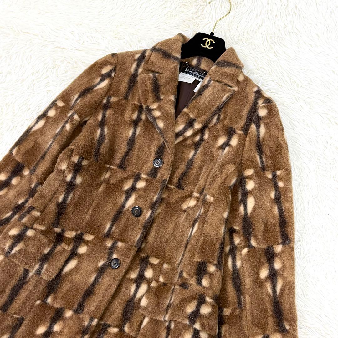極美品】フェラガモ チェスターコート アルパカ混 モヘヤ混 マキシ丈