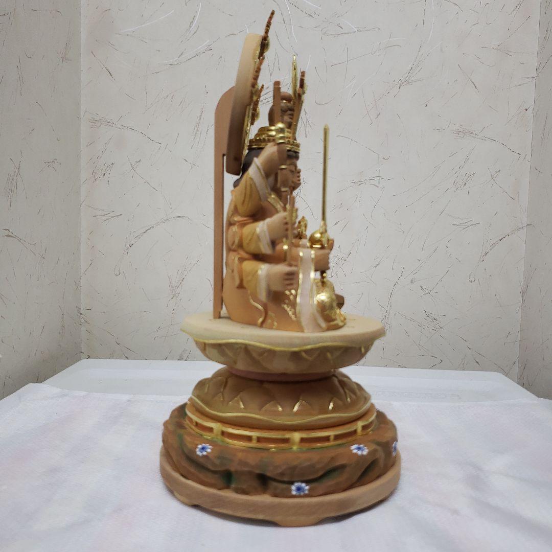 Bフライデー蔵出し特価淡彩色切りがね仏像◇ヒバ材 八臂弁才天(